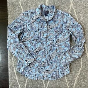 Chaps Blue Paisley Button Down Blouse